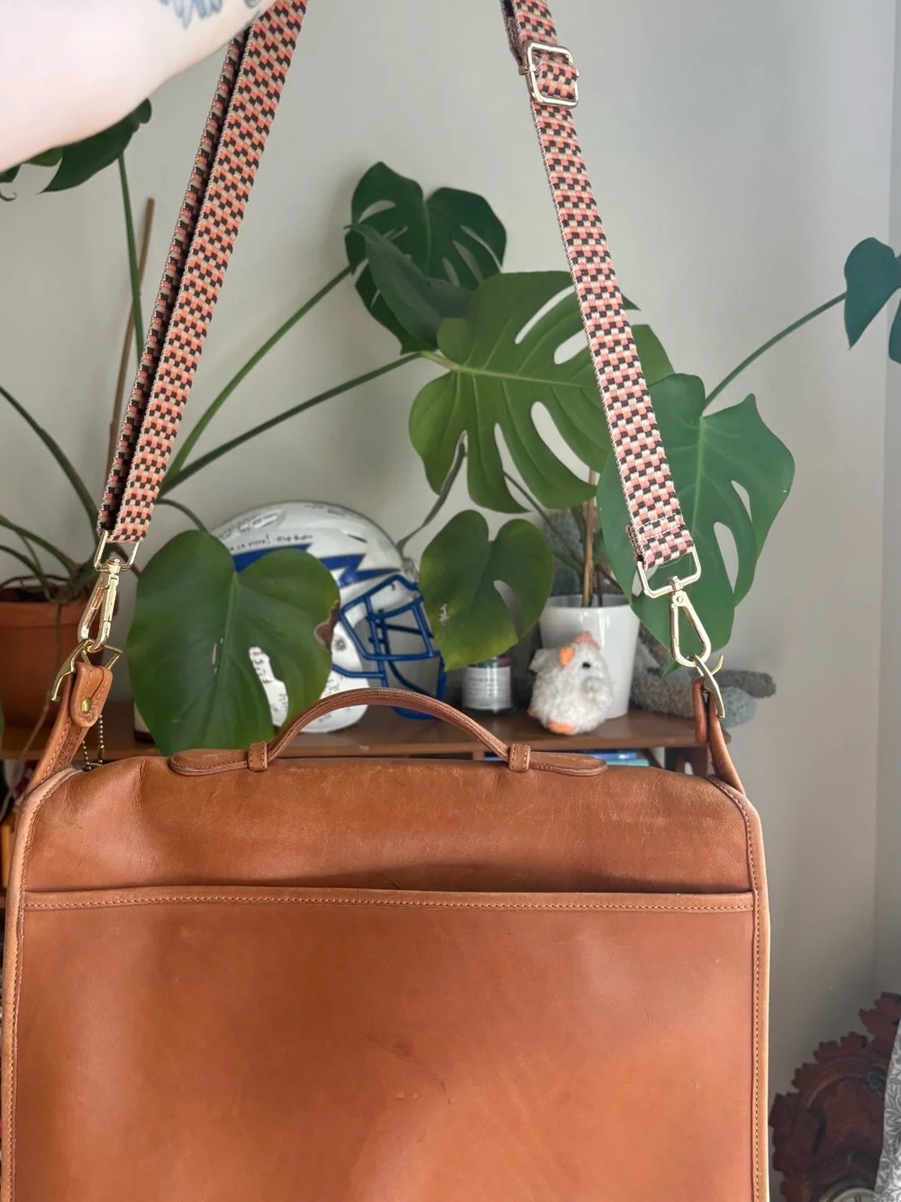 Coach Tan Leather Tote with Embossed Interior Patch